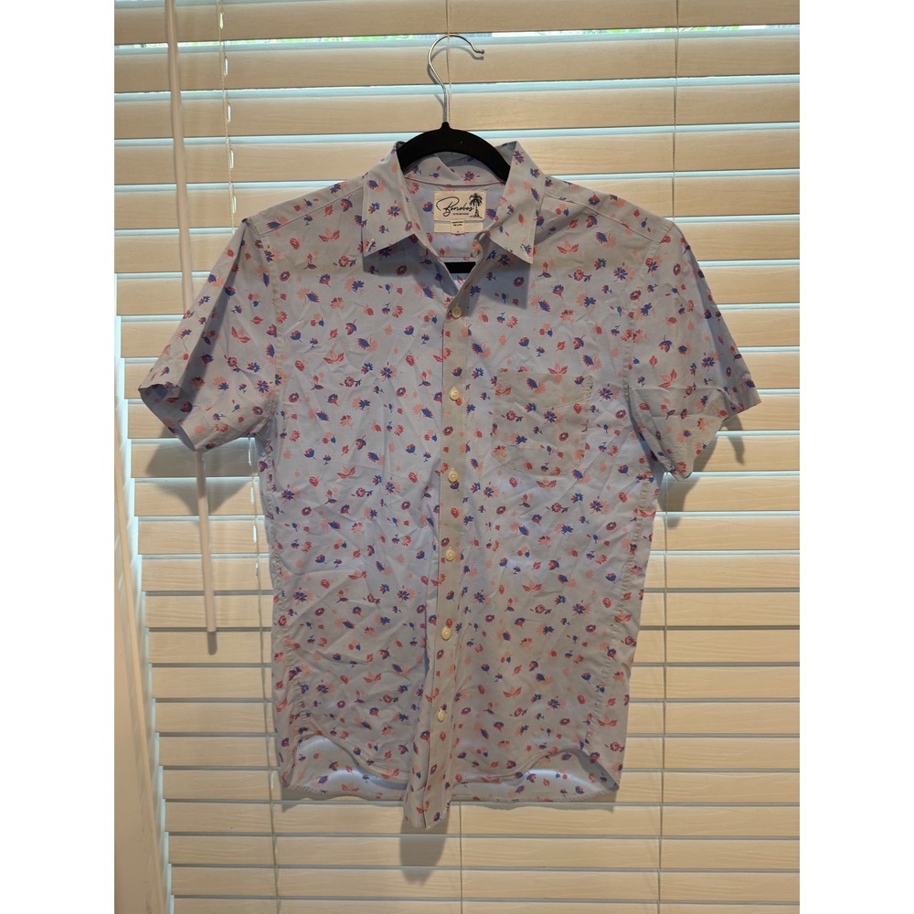 Bonobos Mens Slim Fit Short Sleeve Floral Button Down Shirt Light‎ Blue Small